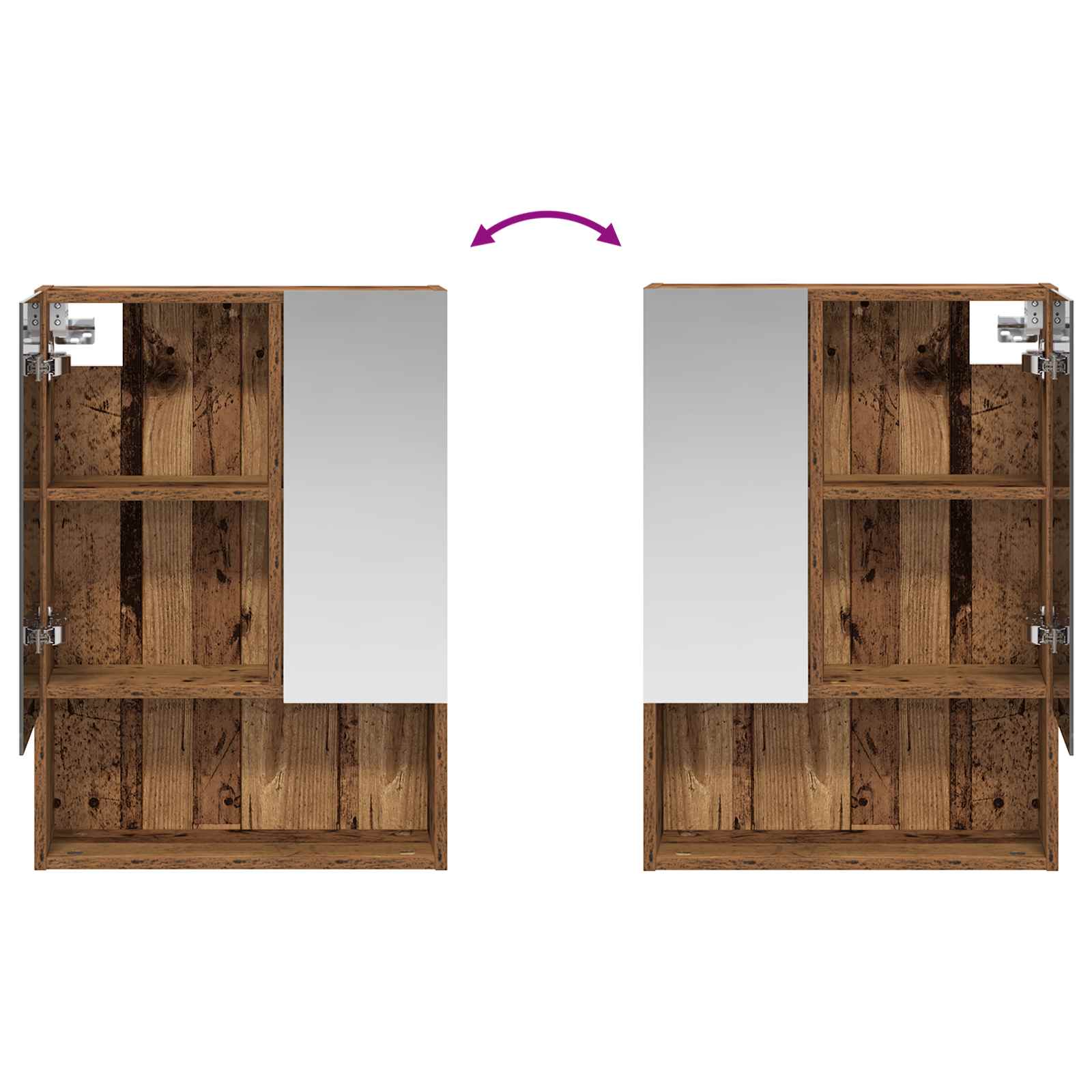 Badkamer spiegelkast Oudhout 50 x 14,5 x 70 cm Bewerkt hout is nu te koop bij PeponiXL, paradijselijk wonen!