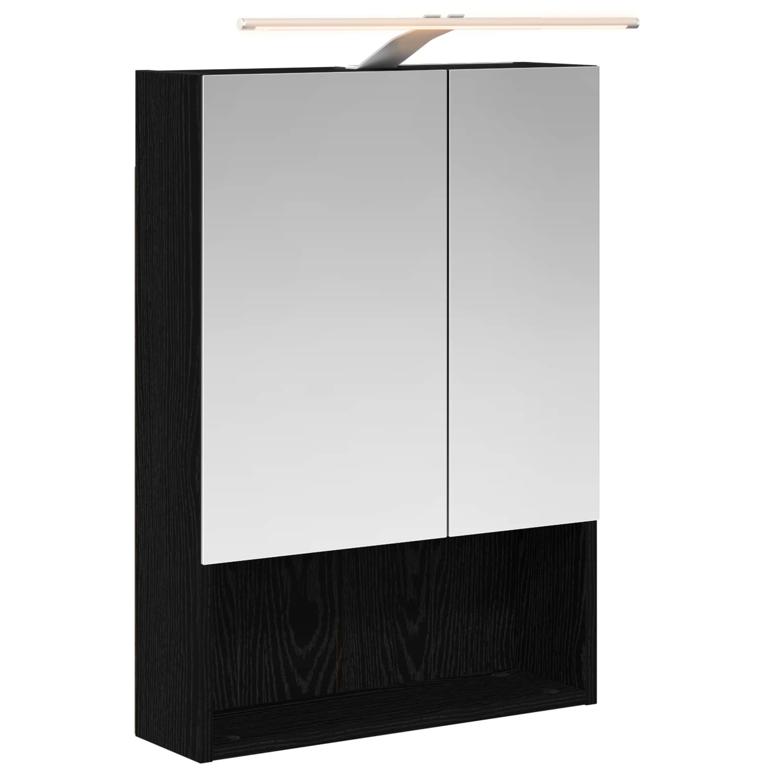 Badkamer spiegelkast Zwart Eiken 50 x 14,5 x 70 cm Bewerkt hout is nu te koop bij PeponiXL, paradijselijk wonen!