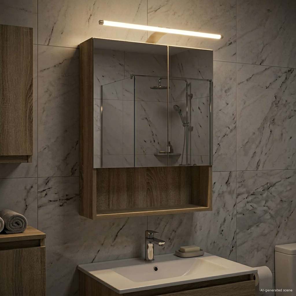 Badkamer spiegelkast met plank Sonoma Eiken 50 x 14,5 x 70 cm is nu te koop bij PeponiXL, paradijselijk wonen!