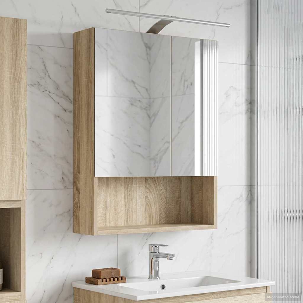 Badkamer spiegelkast met plank Sonoma Eiken 50 x 14,5 x 70 cm is nu te koop bij PeponiXL, paradijselijk wonen!