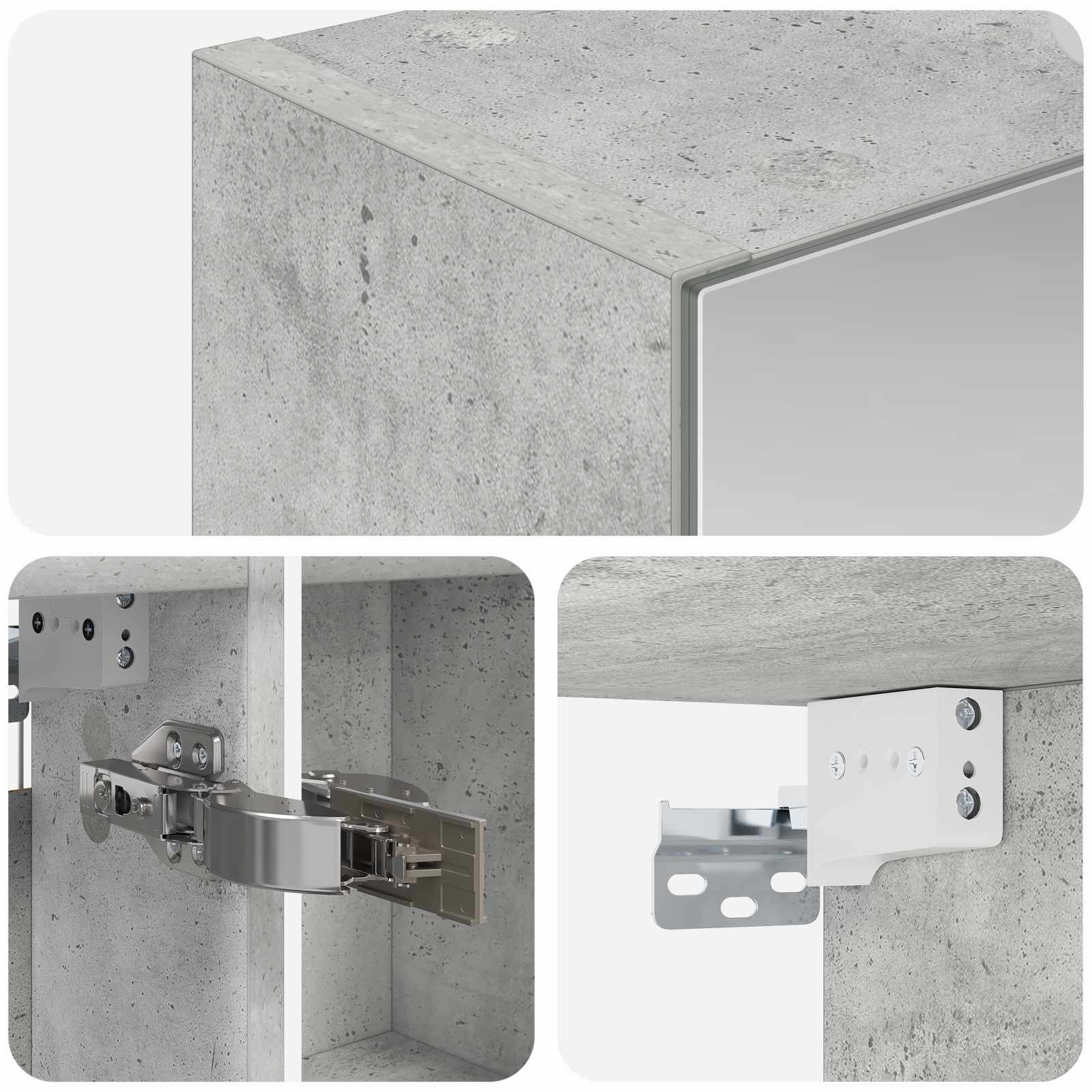 Badkamer spiegelkast Beton Grijs 50 x 14,5 x 70 cm Bewerkt hout is nu te koop bij PeponiXL, paradijselijk wonen!