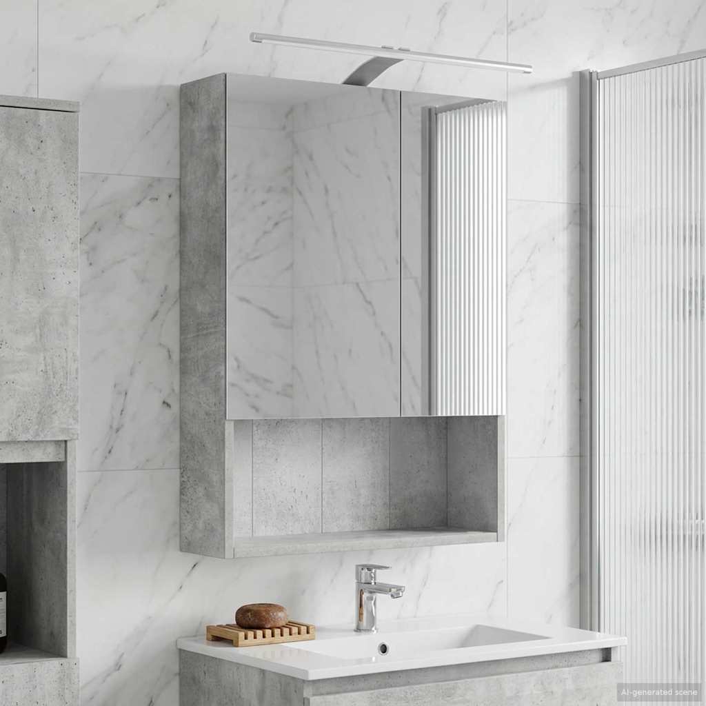 Badkamer spiegelkast Beton Grijs 50 x 14,5 x 70 cm Bewerkt hout is nu te koop bij PeponiXL, paradijselijk wonen!