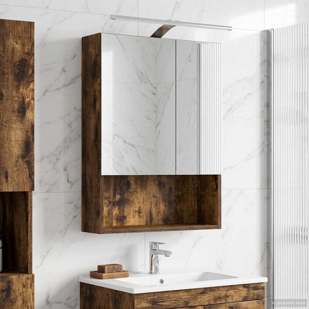 Badkamer spiegelkast met plank Gerookt eiken 50 x 14,5 x 70 cm is nu te koop bij PeponiXL, paradijselijk wonen!
