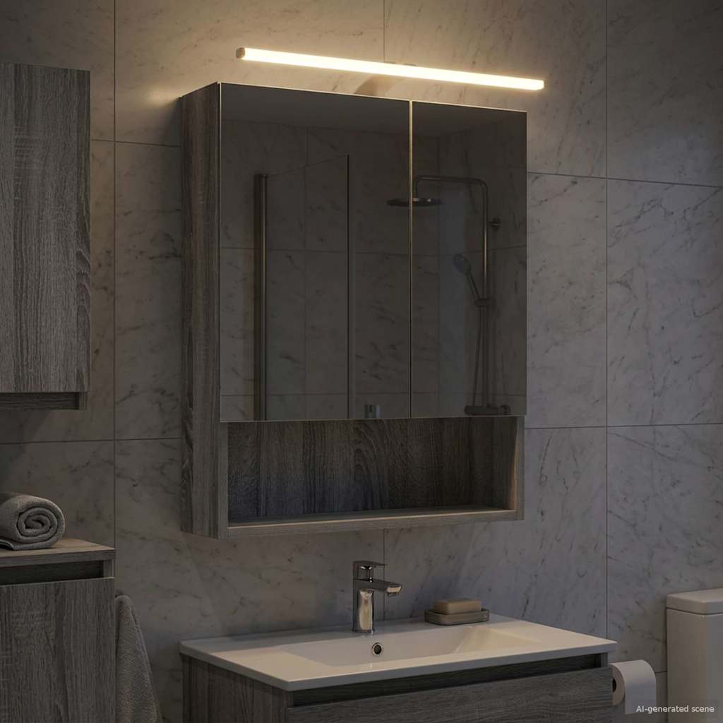 Badkamer spiegelkast met plank Grijs Sonoma 50 x 14,5 x 70 cm is nu te koop bij PeponiXL, paradijselijk wonen!