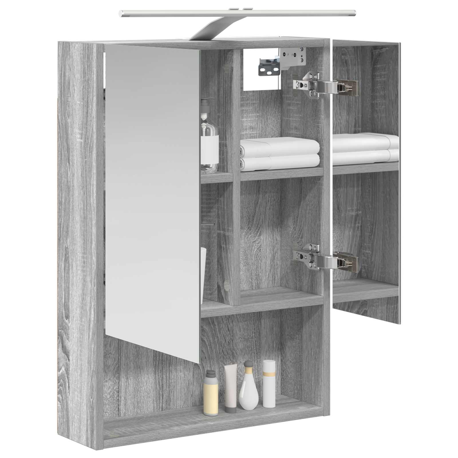 Badkamer spiegelkast met plank Grijs Sonoma 50 x 14,5 x 70 cm is nu te koop bij PeponiXL, paradijselijk wonen!