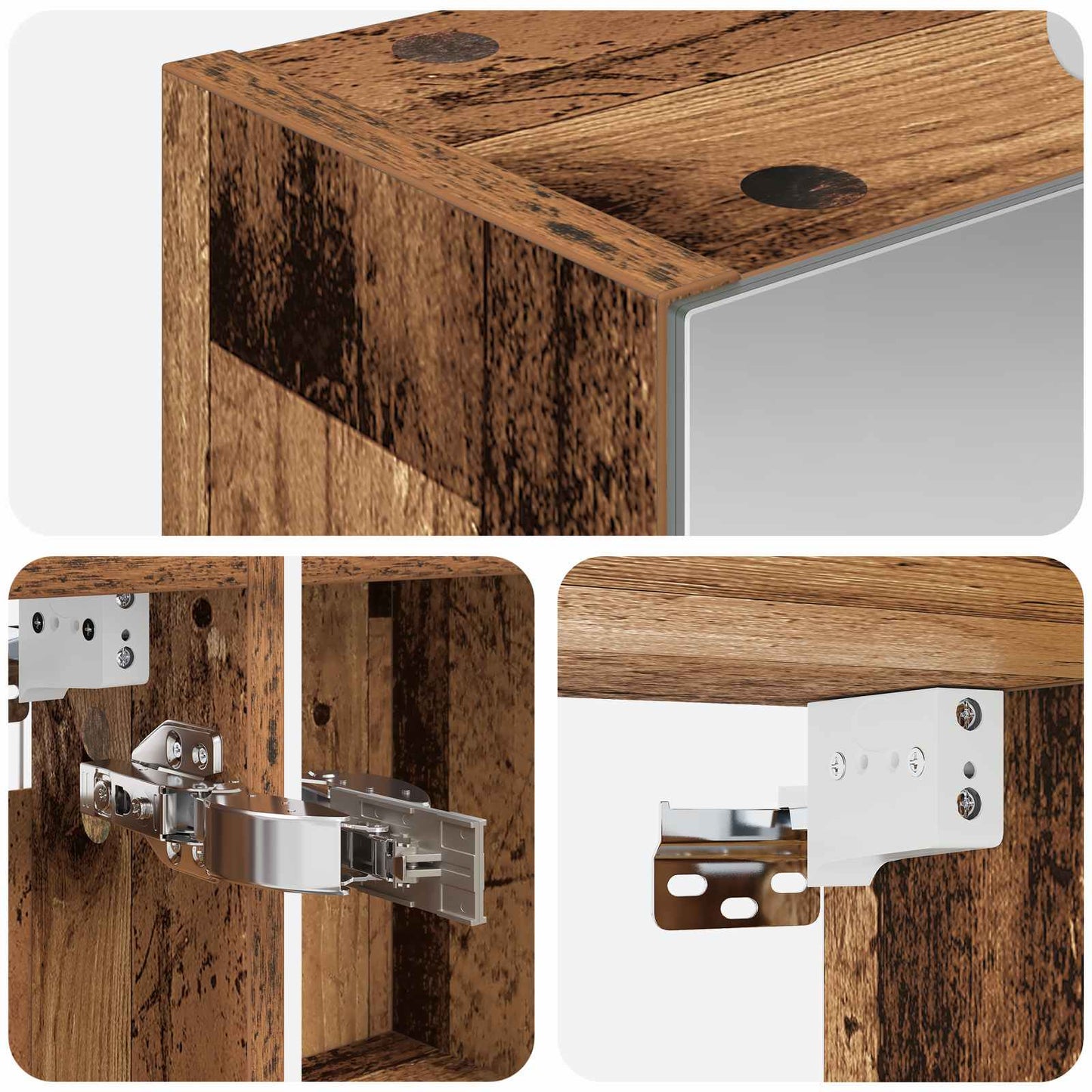 Badkamer spiegelkast Oudhout 50 x 14,5 x 70 cm Bewerkt hout is nu te koop bij PeponiXL, paradijselijk wonen!