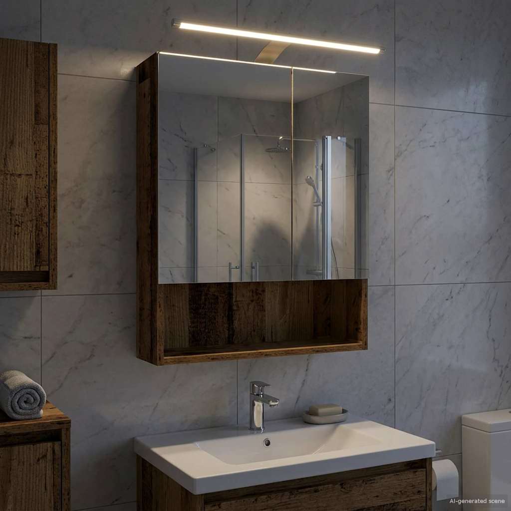 Badkamer spiegelkast Oudhout 50 x 14,5 x 70 cm Bewerkt hout is nu te koop bij PeponiXL, paradijselijk wonen!