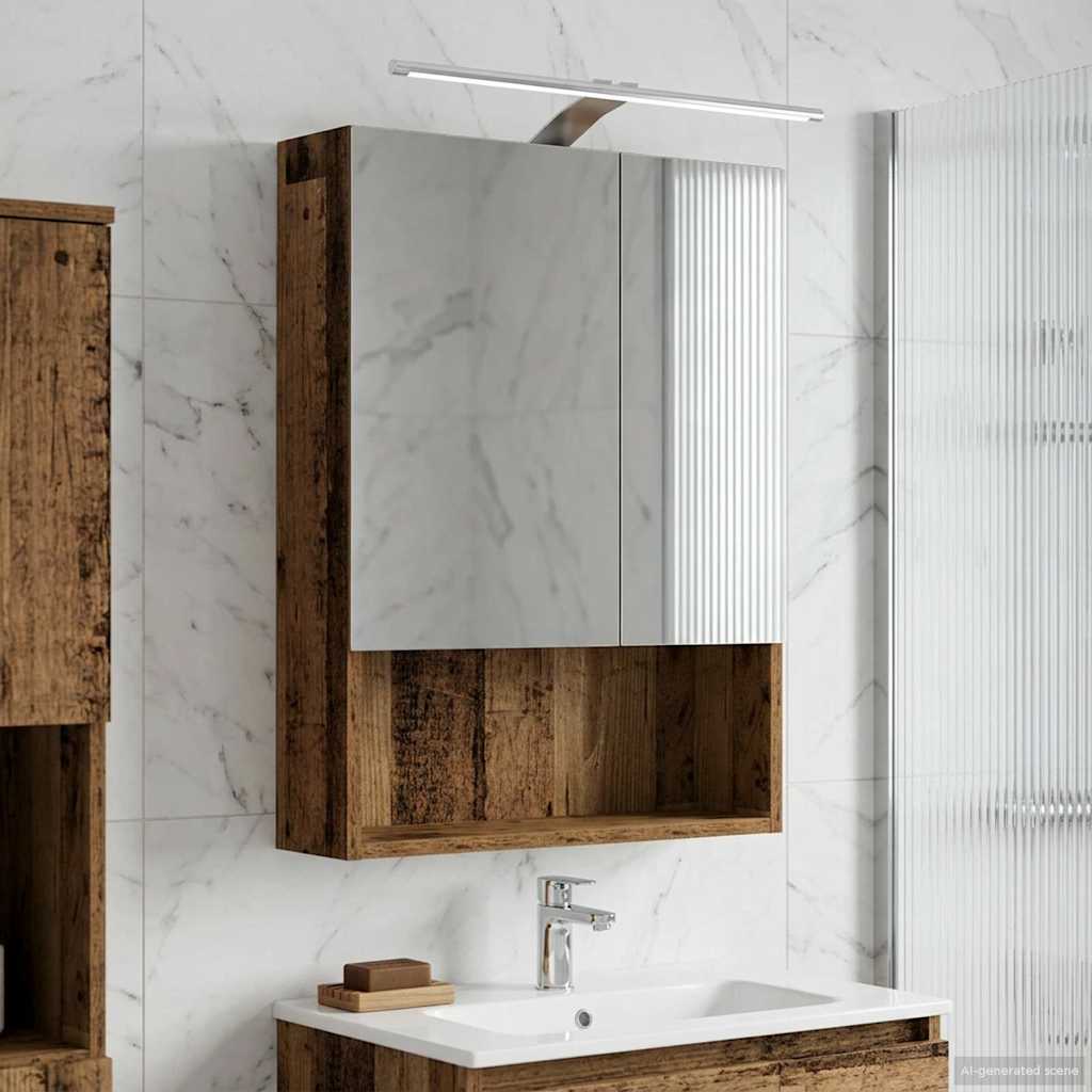 Badkamer spiegelkast Oudhout 50 x 14,5 x 70 cm Bewerkt hout is nu te koop bij PeponiXL, paradijselijk wonen!