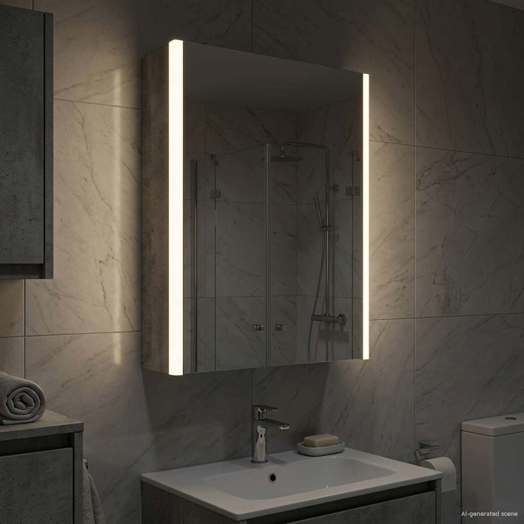 Badkamer spiegelkast Beton Grijs 33 x 11,5 x 50 cm Bewerkt hout is nu te koop bij PeponiXL, paradijselijk wonen!