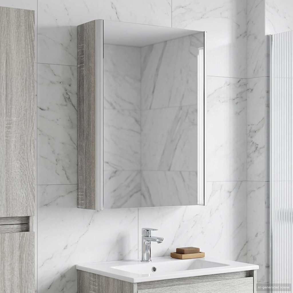 Badkamer spiegelkast Grijs Sonoma 33 x 11,5 x 50 cm is nu te koop bij PeponiXL, paradijselijk wonen!