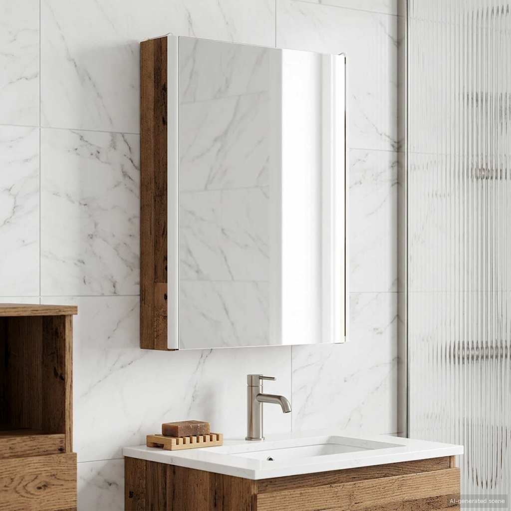 Badkamer spiegelkast Oudhout 43 x 11,5 x 60,5 cm Bewerkt hout is nu te koop bij PeponiXL, paradijselijk wonen!