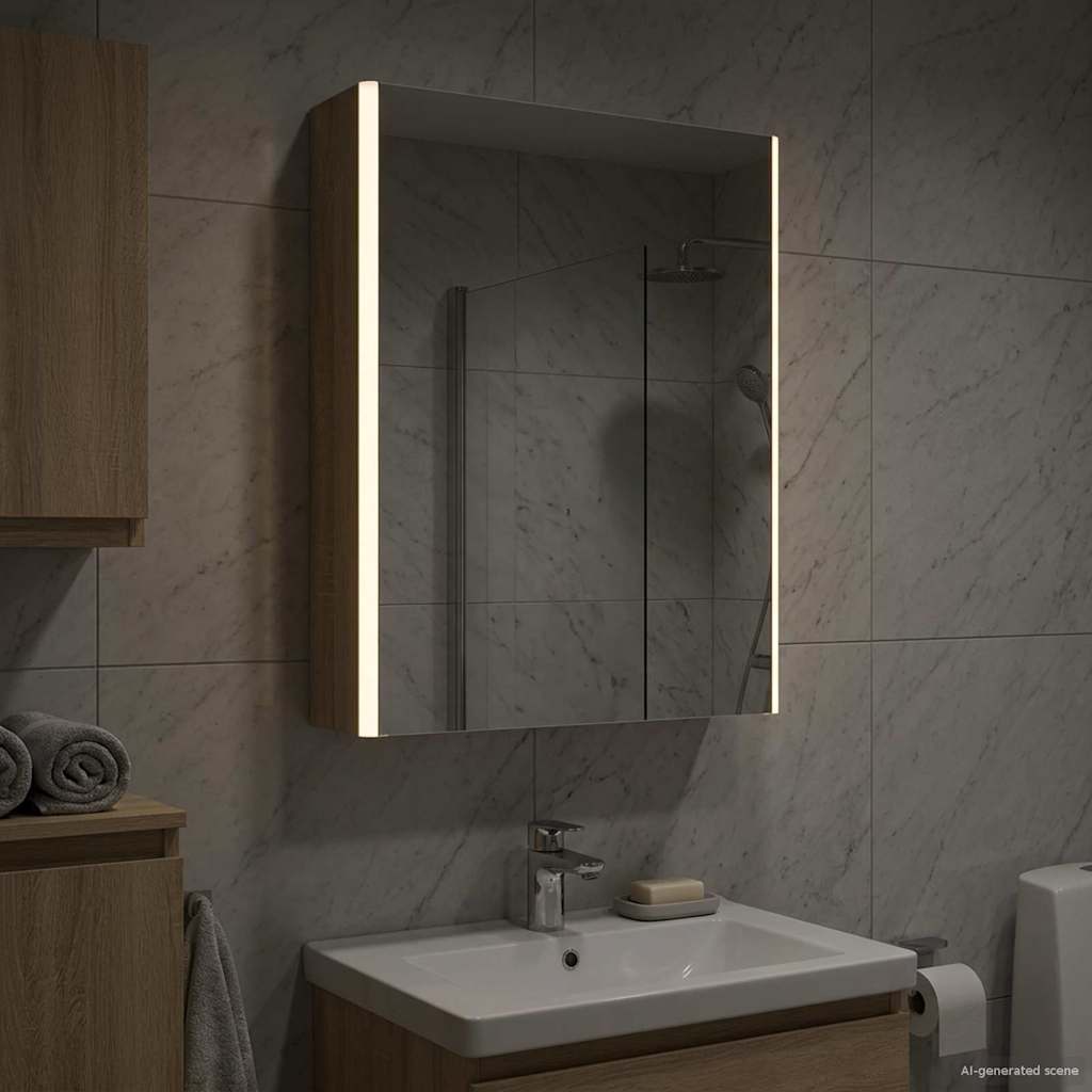 Badkamer spiegelkast Sonoma Eiken 53,5 x 15,5 x 70 cm is nu te koop bij PeponiXL, paradijselijk wonen!