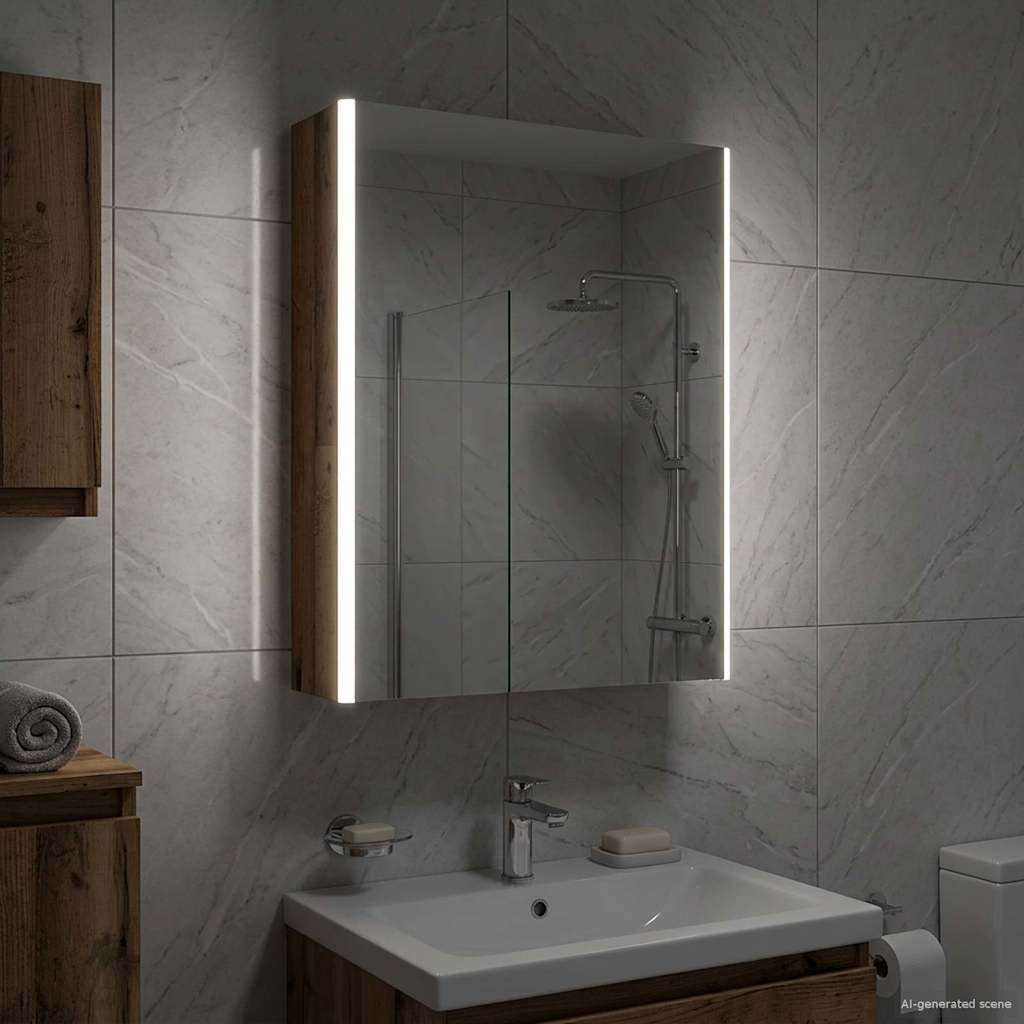 Badkamer spiegelkast Oudhout 53,5 x 15,5 x 70 cm Bewerkt hout is nu te koop bij PeponiXL, paradijselijk wonen!