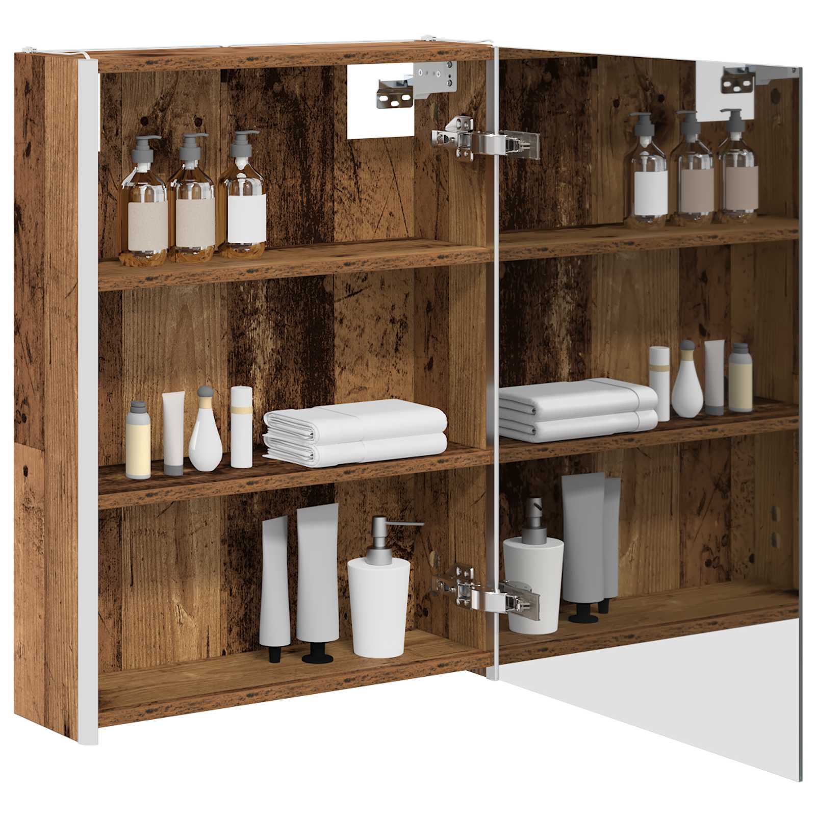 Badkamer spiegelkast Oudhout 53,5 x 15,5 x 70 cm Bewerkt hout is nu te koop bij PeponiXL, paradijselijk wonen!
