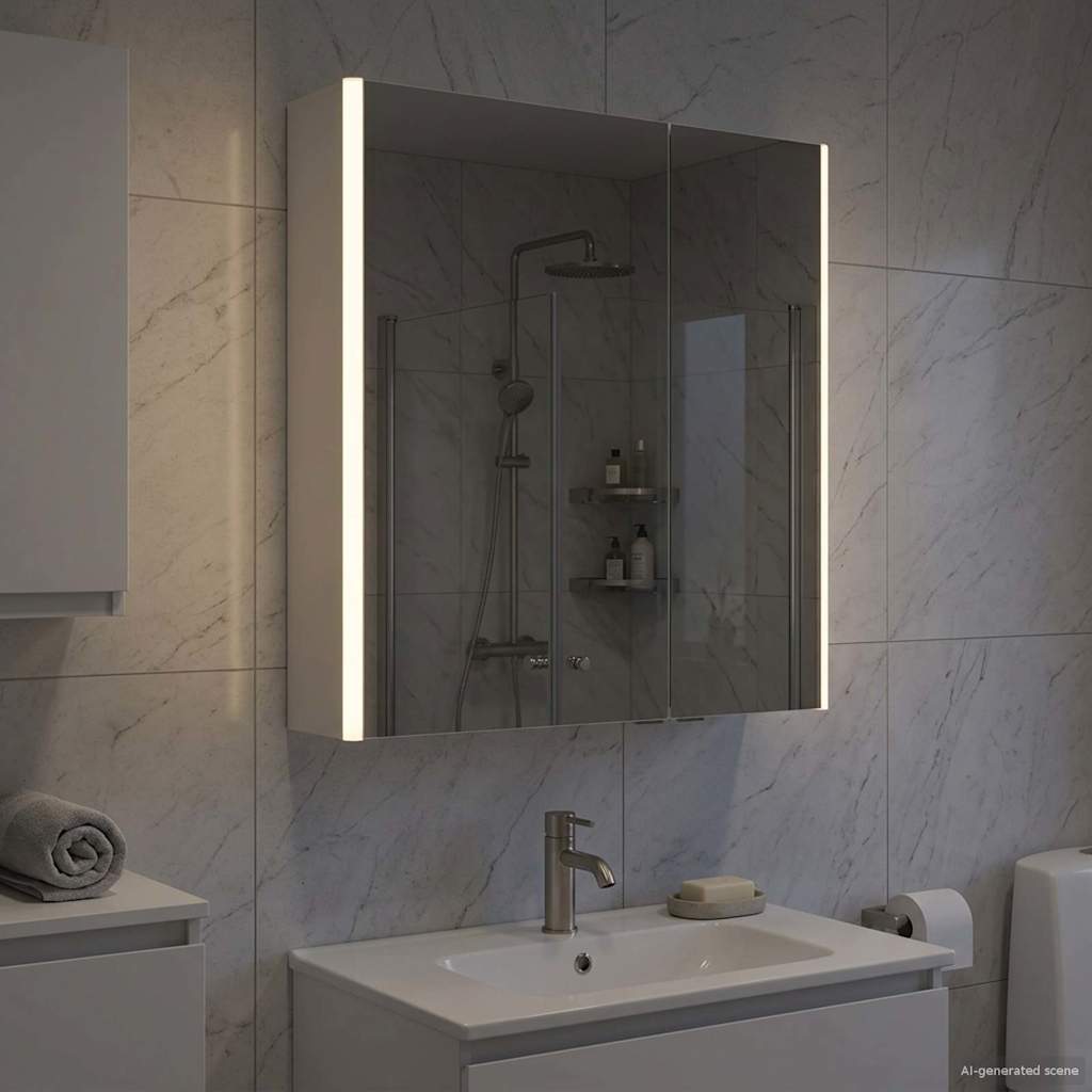 Badkamer spiegelkast voor Wit 63,5 x 15,5 x 70 cm Bewerkt hout is nu te koop bij PeponiXL, paradijselijk wonen!