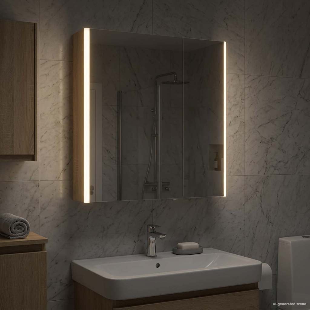 Badkamer spiegelkast Sonoma Eiken 63,5 x 15,5 x 70 cm is nu te koop bij PeponiXL, paradijselijk wonen!