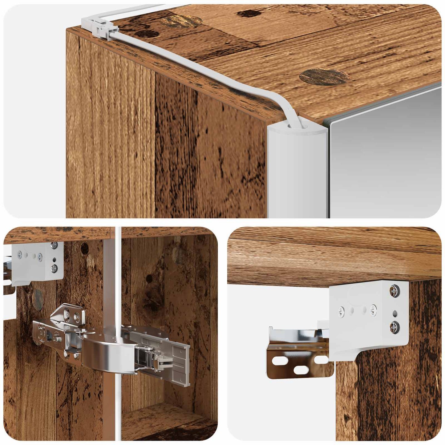 Badkamer spiegelkast Oudhout 63,5 x 15,5 x 70 cm Bewerkt hout is nu te koop bij PeponiXL, paradijselijk wonen!