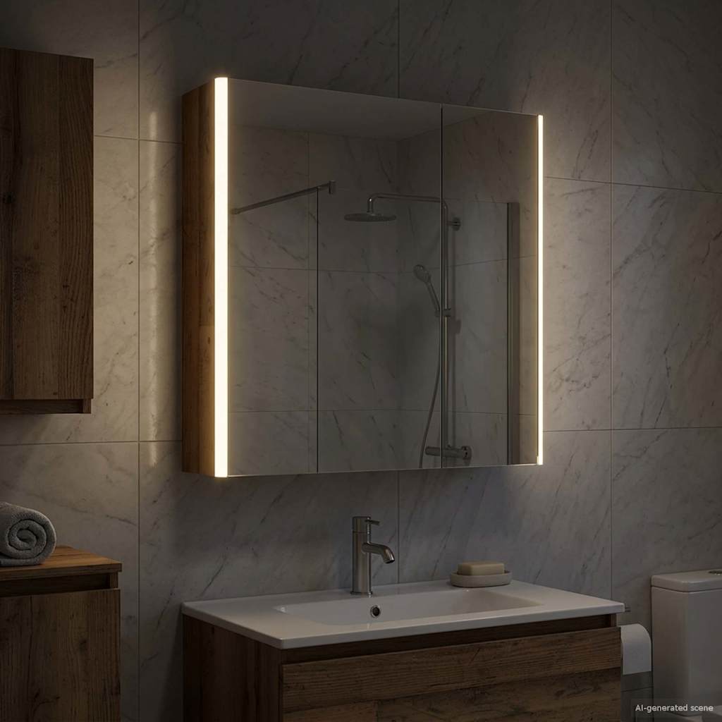 Badkamer spiegelkast Oudhout 63,5 x 15,5 x 70 cm Bewerkt hout is nu te koop bij PeponiXL, paradijselijk wonen!