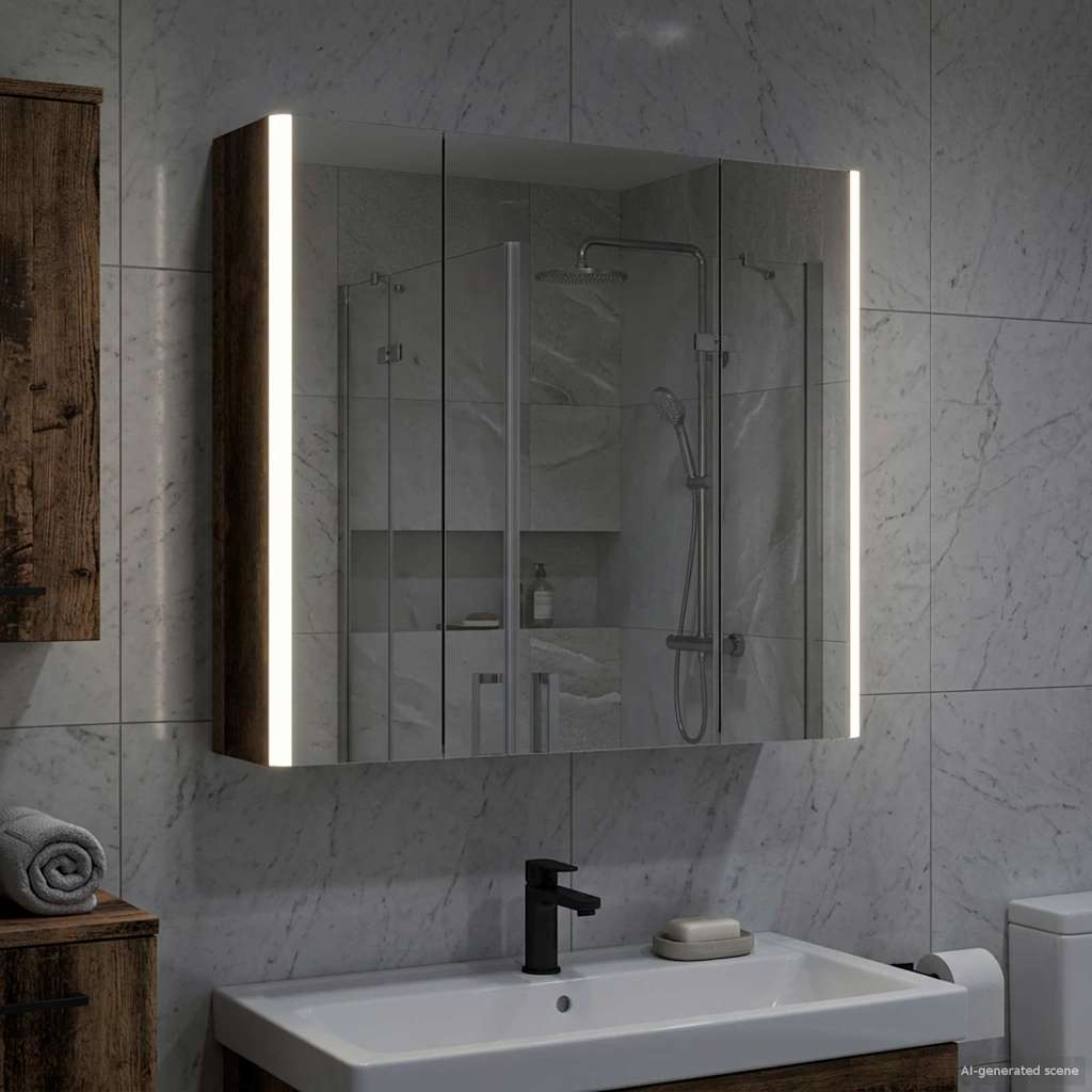 Badkamer spiegelkast Oudhout 63,5 x 15,5 x 60,5 cm Bewerkt hout is nu te koop bij PeponiXL, paradijselijk wonen!