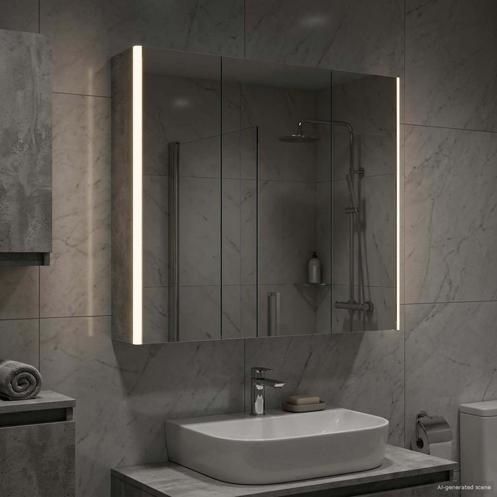 Badkamer spiegelkast met plank Beton Grijs 73,5 x 15,5 x 70 cm is nu te koop bij PeponiXL, paradijselijk wonen!