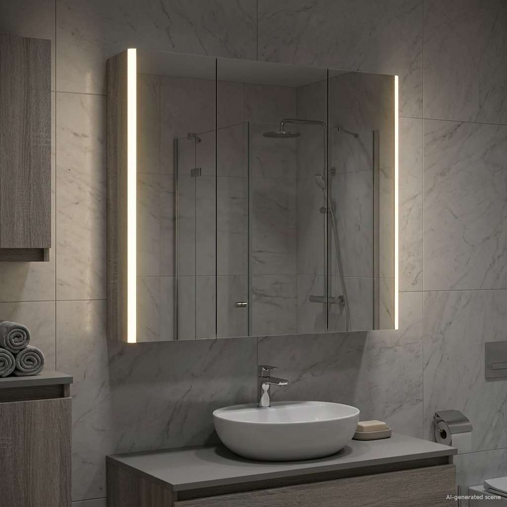Badkamer spiegelkast met plank Grijs Sonoma 73,5 x 15,5 x 70 cm is nu te koop bij PeponiXL, paradijselijk wonen!