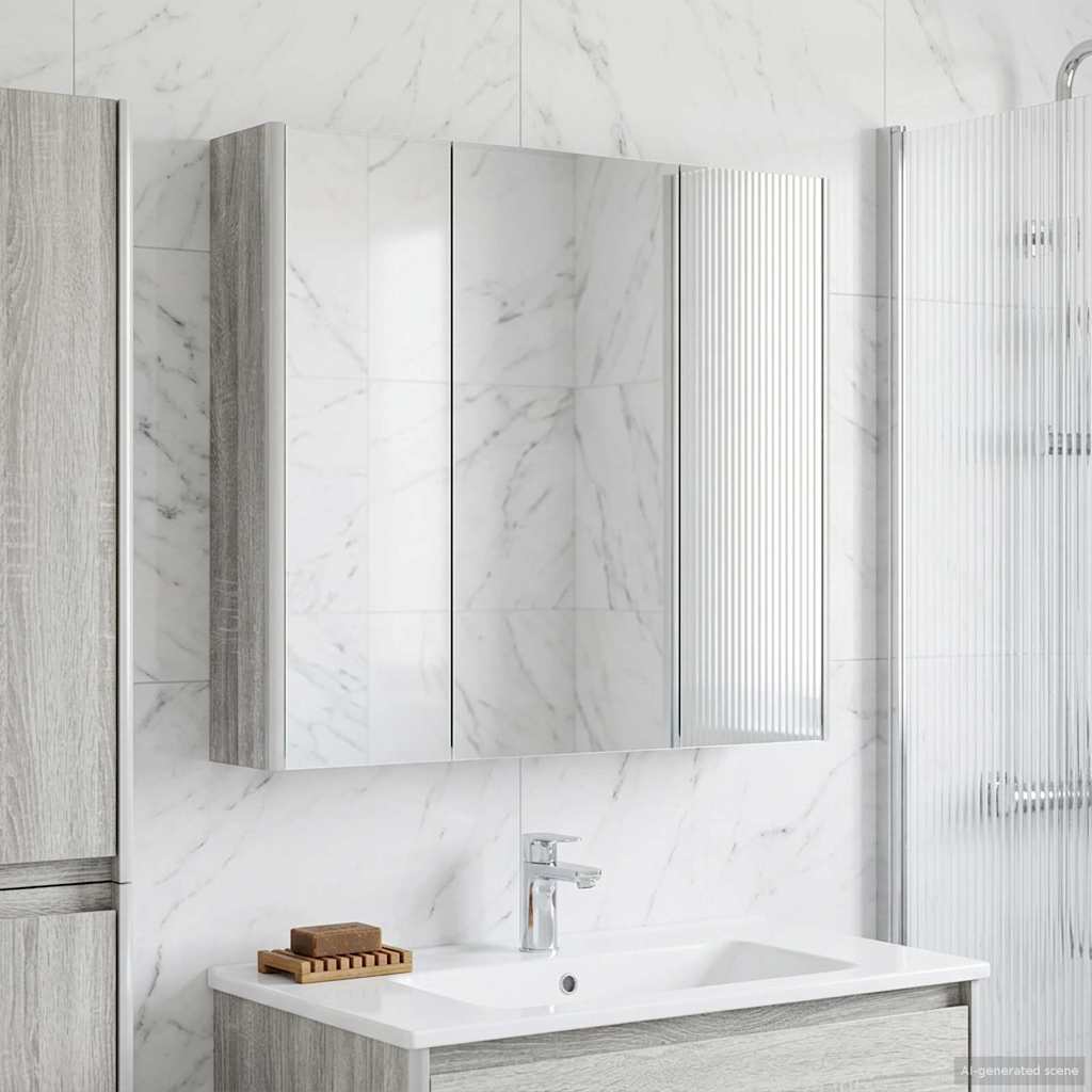 Badkamer spiegelkast met plank Grijs Sonoma 73,5 x 15,5 x 70 cm is nu te koop bij PeponiXL, paradijselijk wonen!