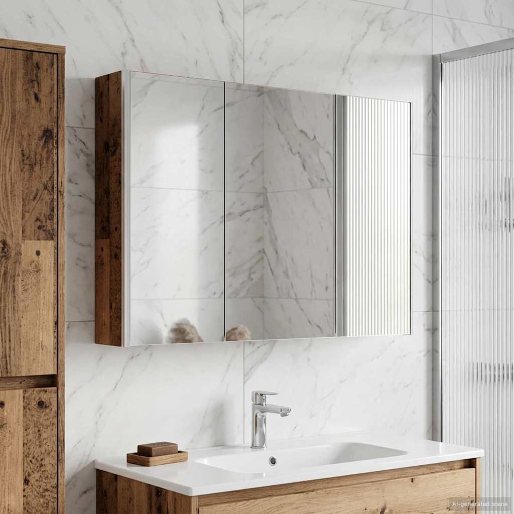 Badkamer spiegelkast Oudhout 103,5 x 15,5 x 70 cm Bewerkt hout is nu te koop bij PeponiXL, paradijselijk wonen!
