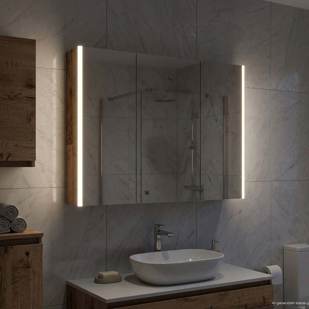 Badkamer spiegelkast Oudhout 103,5 x 15,5 x 70 cm Bewerkt hout is nu te koop bij PeponiXL, paradijselijk wonen!