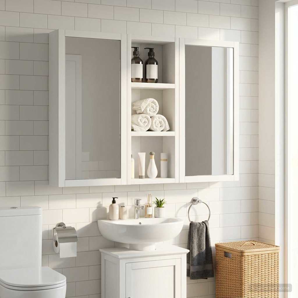 Badkamer wandkast Wit 20 x 10 x 50 cm Geconstrueerd hout is nu te koop bij PeponiXL, paradijselijk wonen!