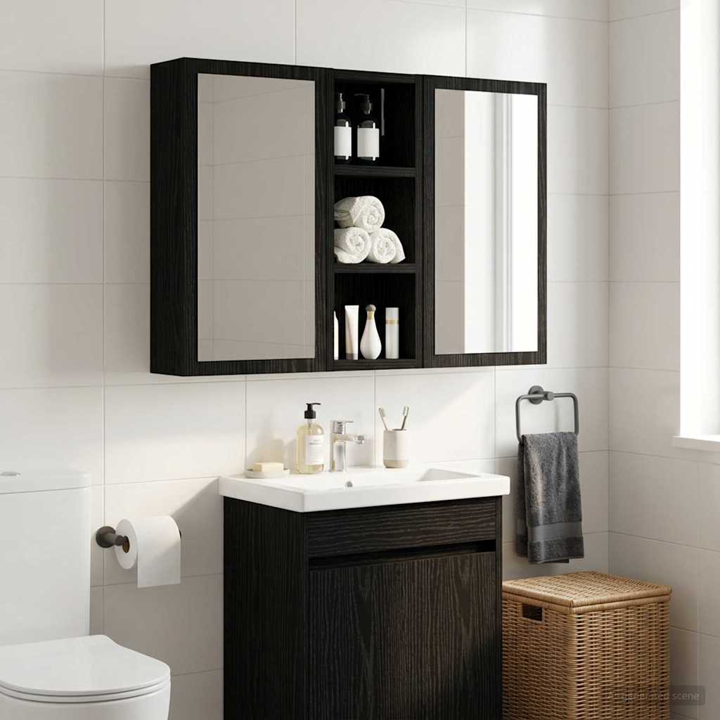 Badkamer wandkast Zwarte Eik 20 x 10 x 50 cm Geconstrueerd hout is nu te koop bij PeponiXL, paradijselijk wonen!