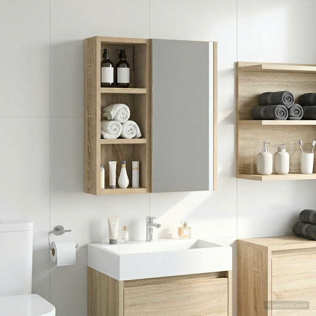 Badkamer wandkast met plank Sonoma Eiken 20 x 10 x 50 cm is nu te koop bij PeponiXL, paradijselijk wonen!