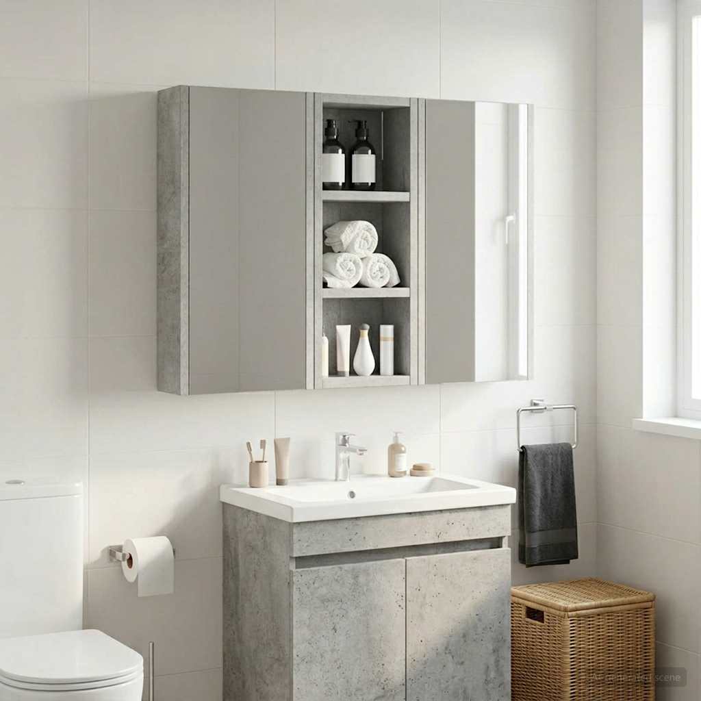 Badkamer wandkast met plank Beton Grijs 20 x 10 x 50 cm is nu te koop bij PeponiXL, paradijselijk wonen!