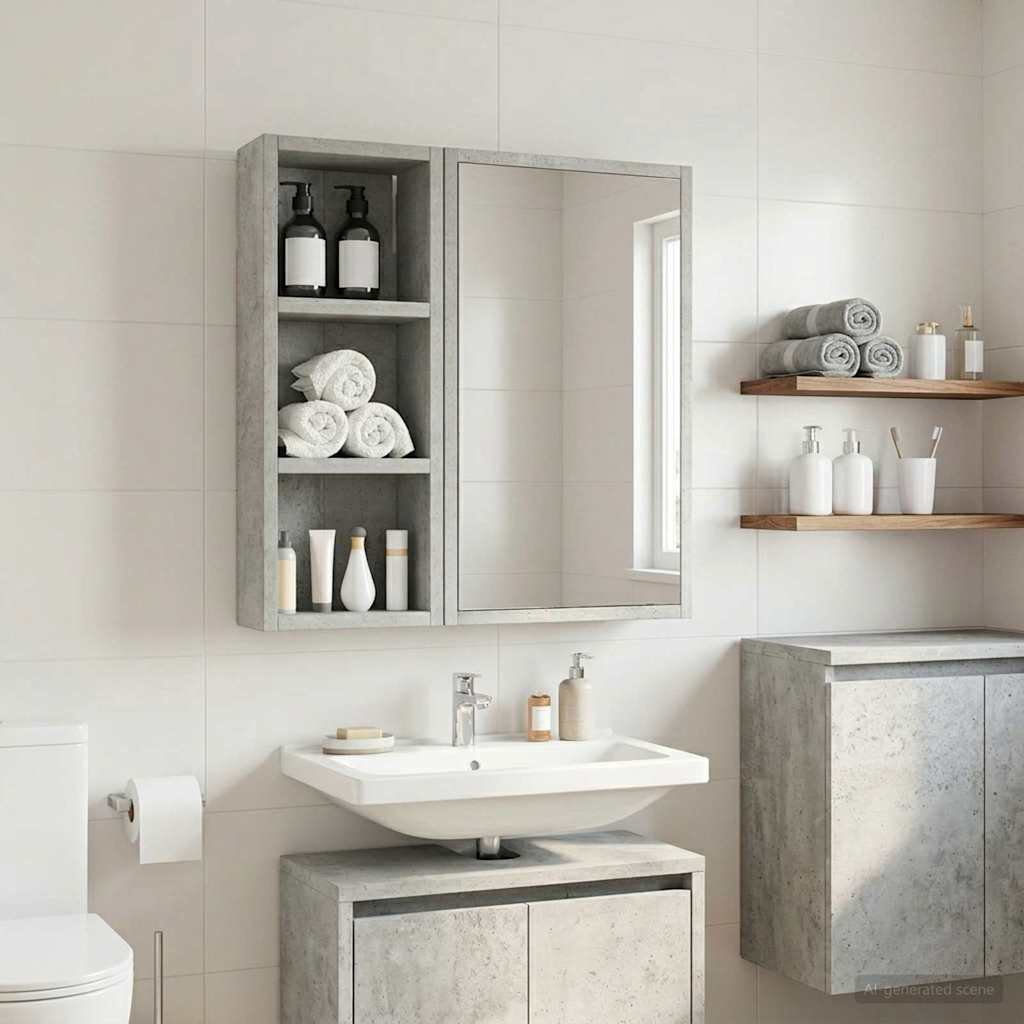 Badkamer wandkast met plank Beton Grijs 20 x 10 x 50 cm is nu te koop bij PeponiXL, paradijselijk wonen!
