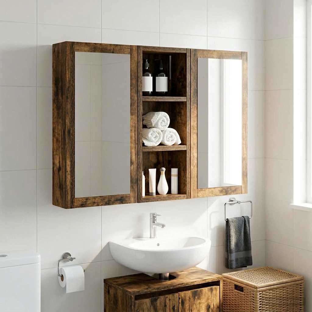Badkamer wandkast met plank Gerookte Eik 20 x 10 x 50 cm is nu te koop bij PeponiXL, paradijselijk wonen!