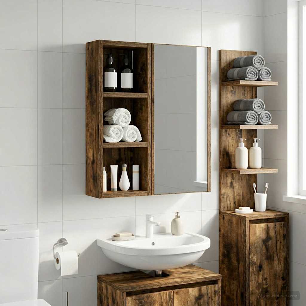 Badkamer wandkast met plank Gerookte Eik 20 x 10 x 50 cm is nu te koop bij PeponiXL, paradijselijk wonen!
