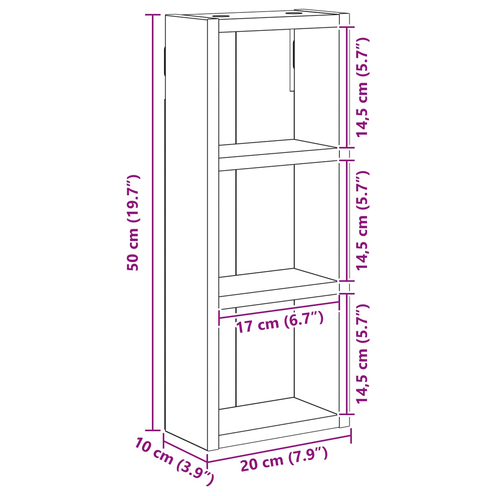 Badkamer wandkast met plank Gerookte Eik 20 x 10 x 50 cm is nu te koop bij PeponiXL, paradijselijk wonen!