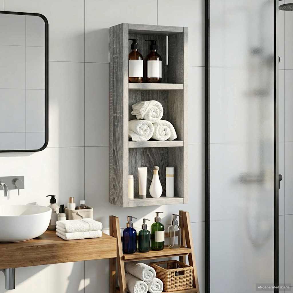 Badkamer wandkast met plank Grijze Sonoma 20 x 10 x 50 cm is nu te koop bij PeponiXL, paradijselijk wonen!