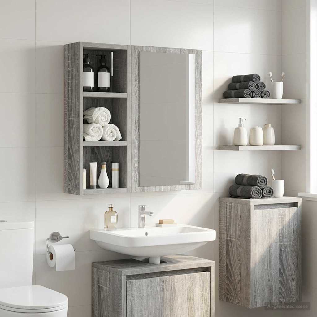 Badkamer wandkast met plank Grijze Sonoma 20 x 10 x 50 cm is nu te koop bij PeponiXL, paradijselijk wonen!