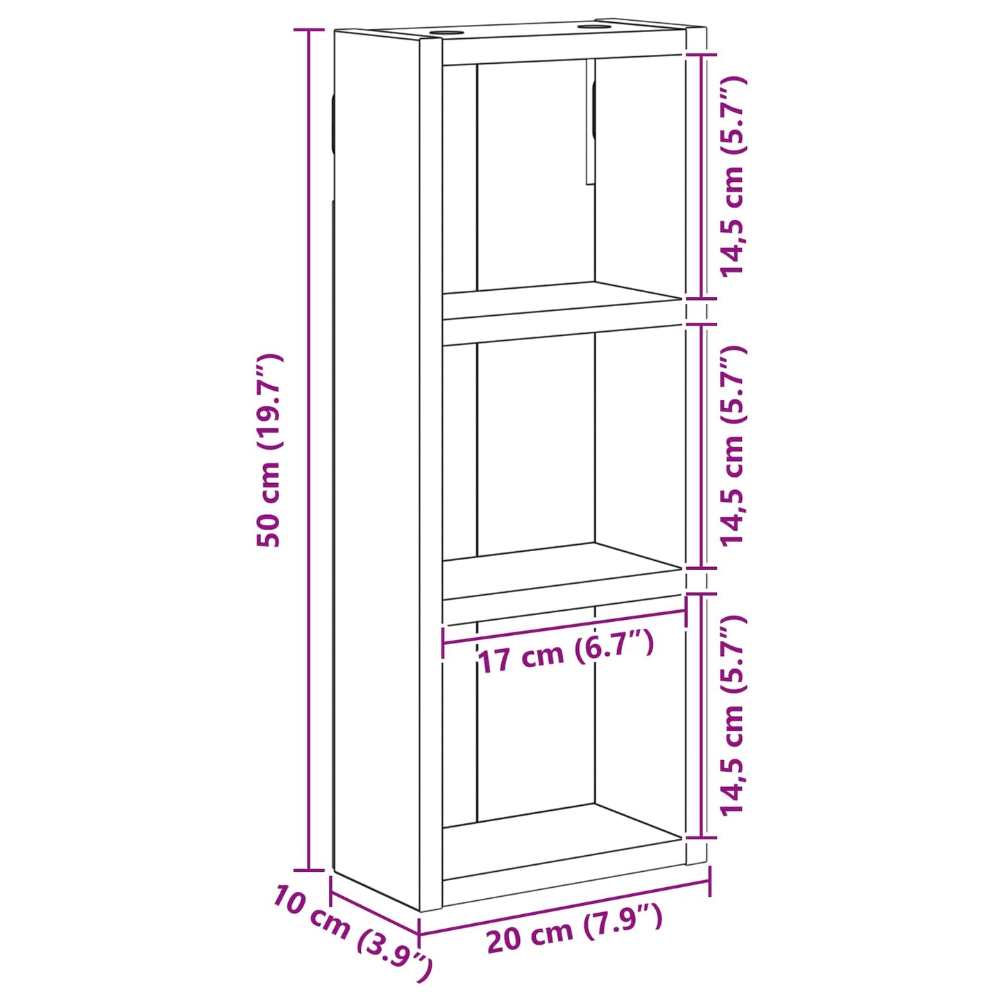 Badkamer wandkast met plank Grijze Sonoma 20 x 10 x 50 cm is nu te koop bij PeponiXL, paradijselijk wonen!