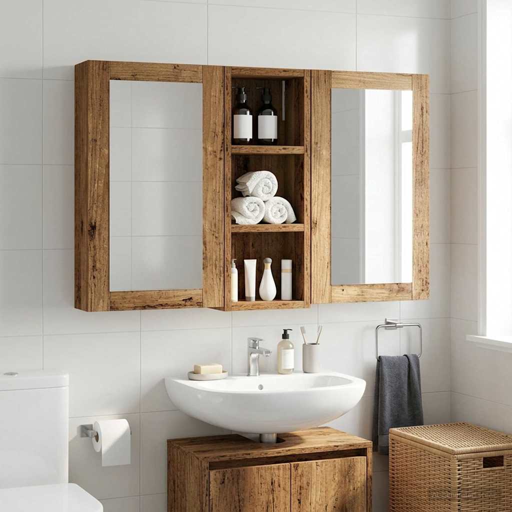 Badkamer wandkast Oudhout 20 x 10 x 50 cm Geconstrueerd hout is nu te koop bij PeponiXL, paradijselijk wonen!