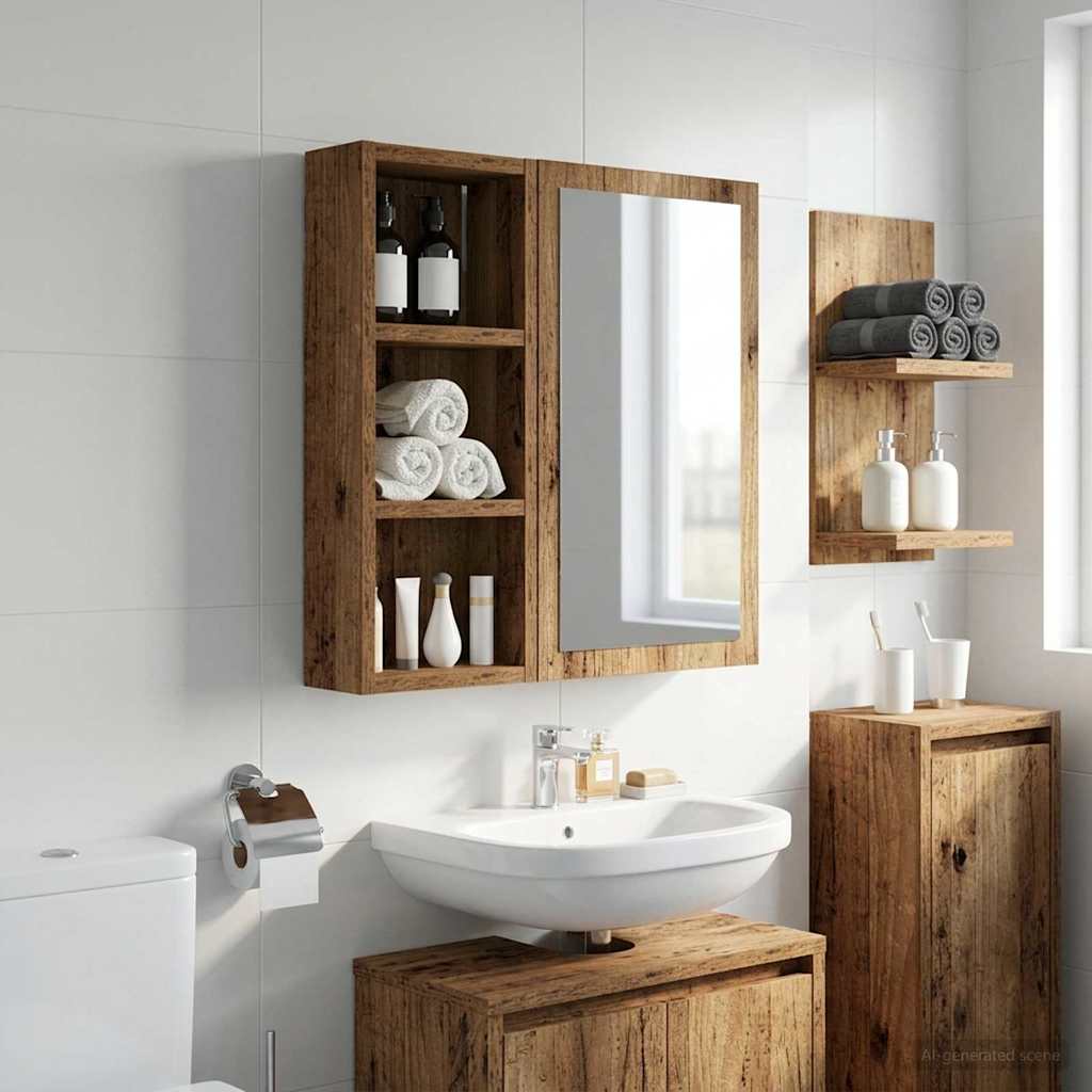 Badkamer wandkast Oudhout 20 x 10 x 50 cm Geconstrueerd hout is nu te koop bij PeponiXL, paradijselijk wonen!