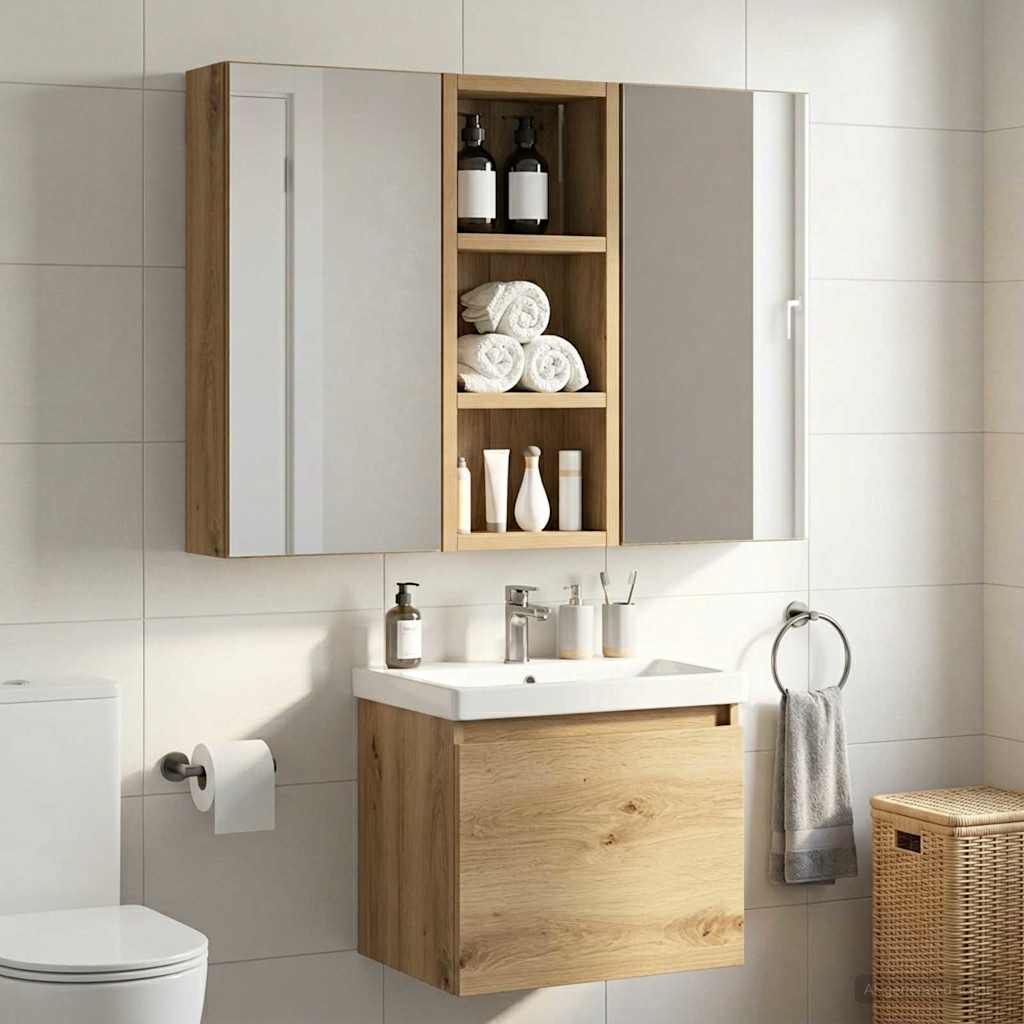 Badkamer wandkast met plank Ambachtelijk eiken 20 x 10 x 50 cm is nu te koop bij PeponiXL, paradijselijk wonen!