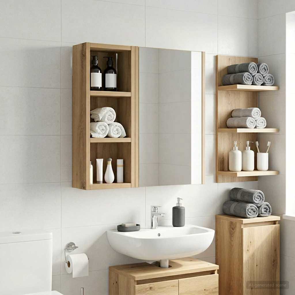 Badkamer wandkast met plank Ambachtelijk eiken 20 x 10 x 50 cm is nu te koop bij PeponiXL, paradijselijk wonen!