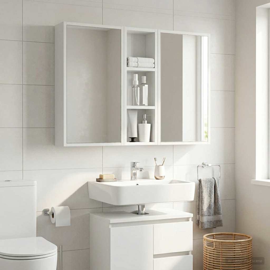 Badkamer wandkast Wit 20 x 10 x 60,5 cm Geconstrueerd hout is nu te koop bij PeponiXL, paradijselijk wonen!