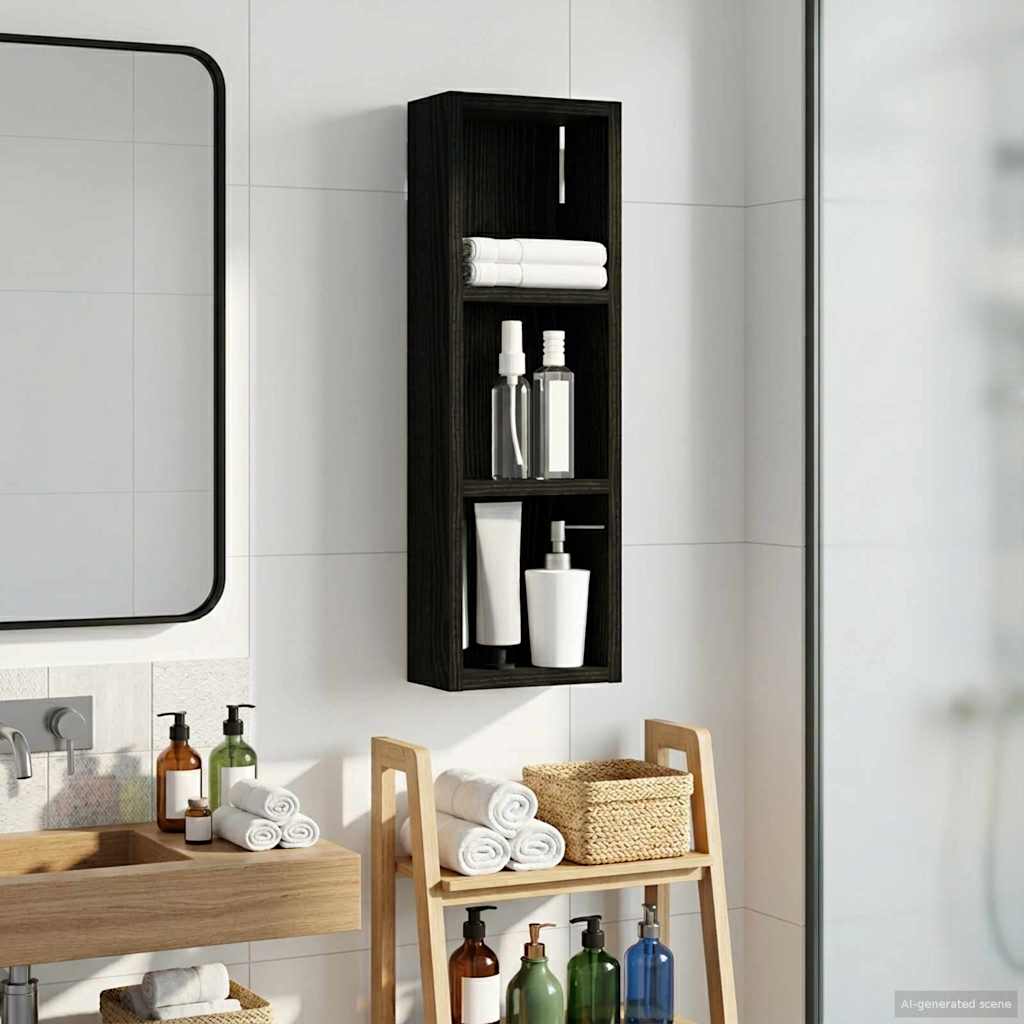 Badkamer wandkast met plank Zwarte Eik 20 x 10 x 60,5 cm is nu te koop bij PeponiXL, paradijselijk wonen!