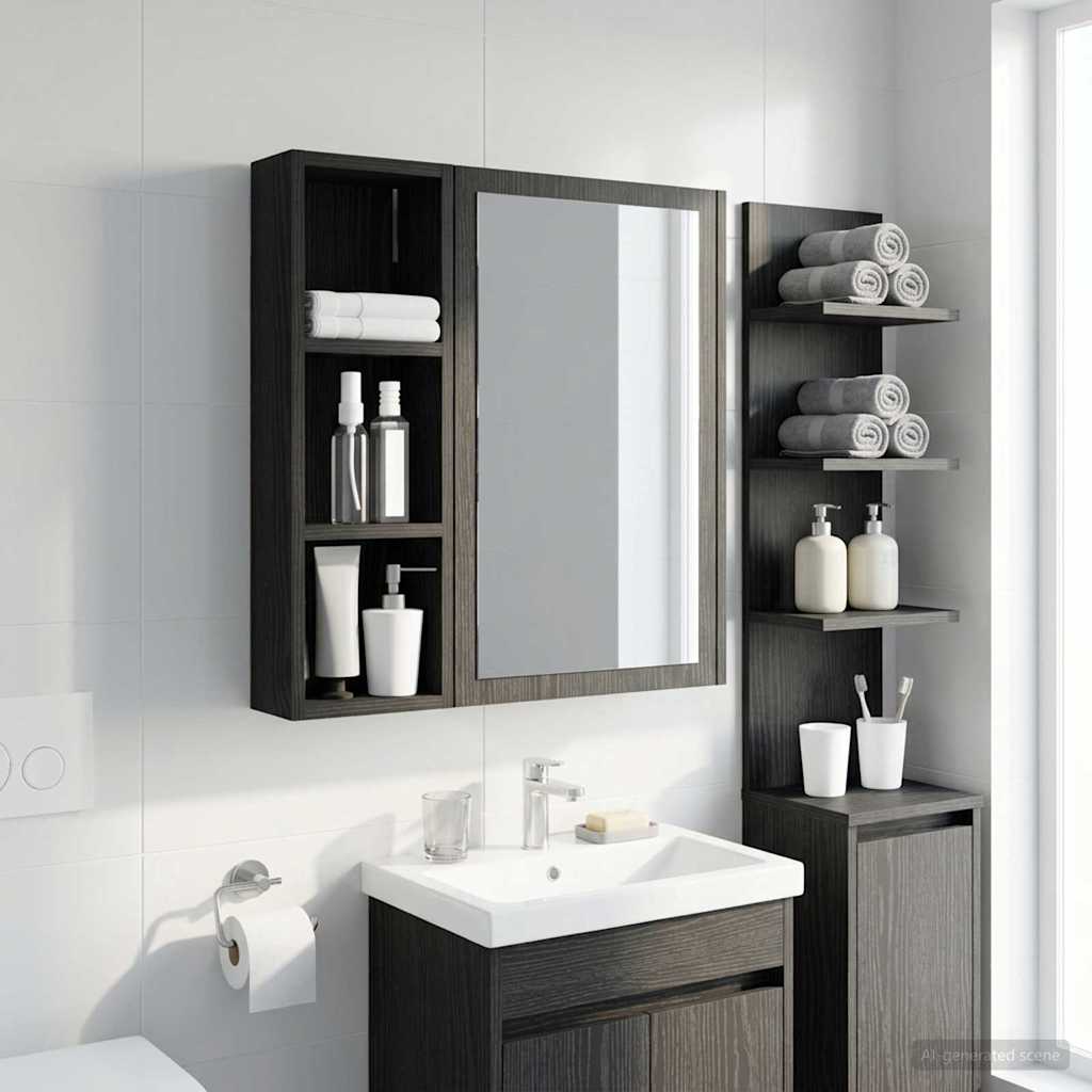 Badkamer wandkast met plank Zwarte Eik 20 x 10 x 60,5 cm is nu te koop bij PeponiXL, paradijselijk wonen!