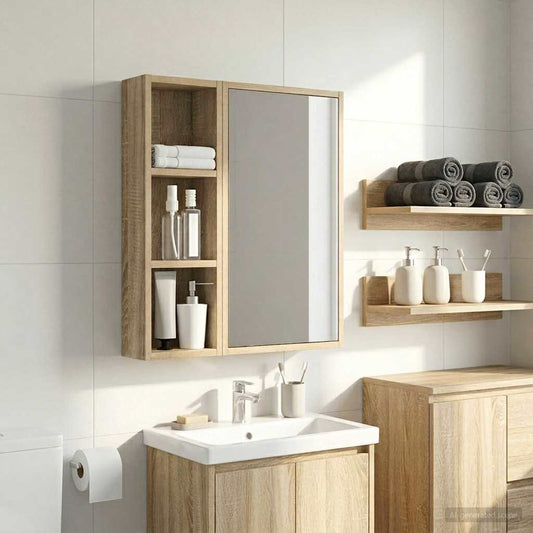 Badkamer wandkast met plank Sonoma Eiken 20 x 10 x 60,5 cm is nu te koop bij PeponiXL, paradijselijk wonen!