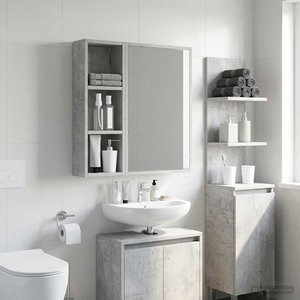 Badkamer wandkast met plank Beton Grijs 20 x 10 x 60,5 cm is nu te koop bij PeponiXL, paradijselijk wonen!