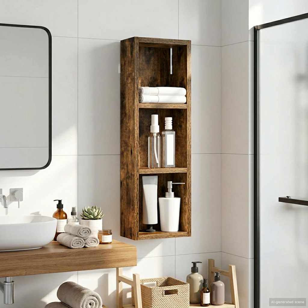 Badkamer wandkast met plank Gerookte Eik 20 x 10 x 60,5 cm is nu te koop bij PeponiXL, paradijselijk wonen!