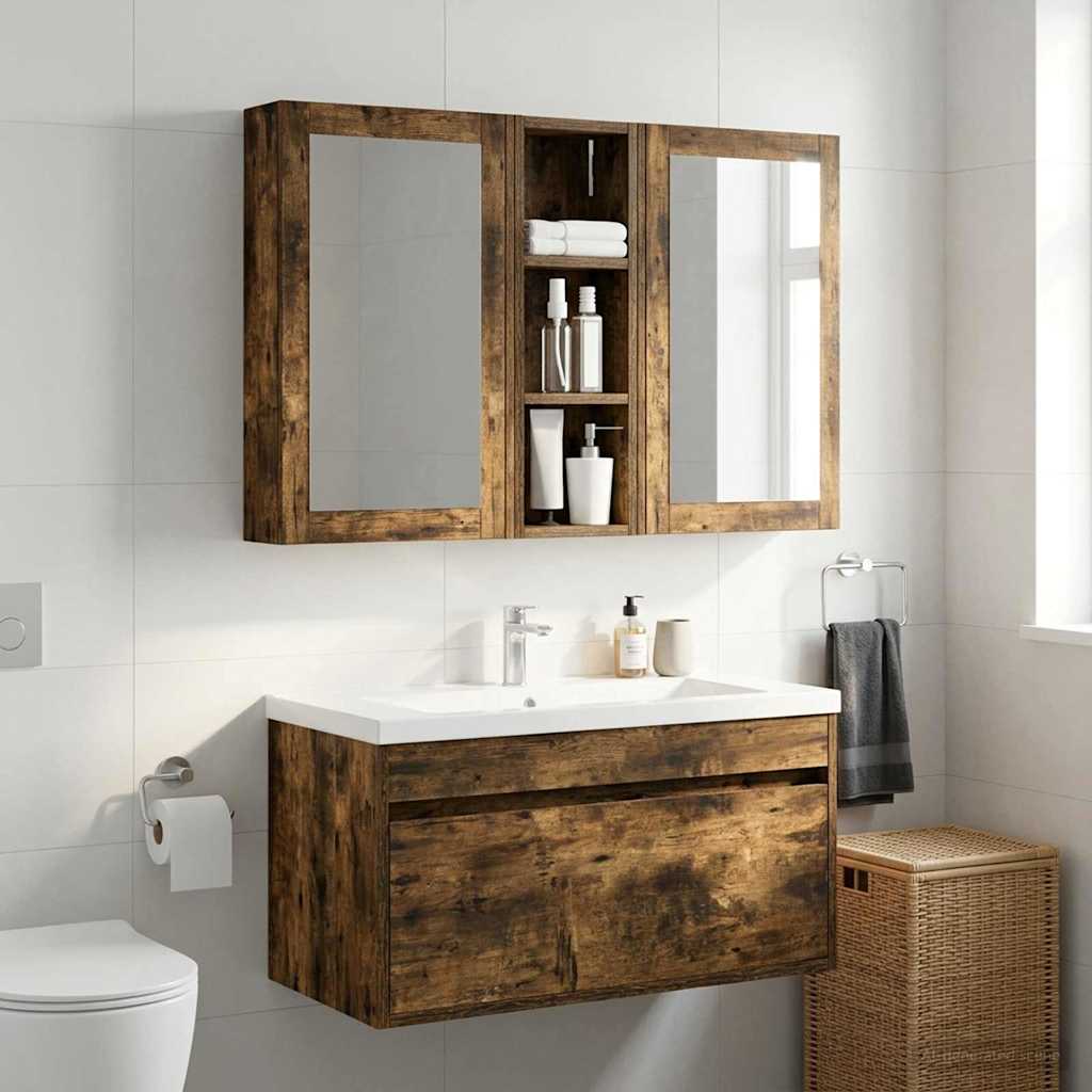 Badkamer wandkast met plank Gerookte Eik 20 x 10 x 60,5 cm is nu te koop bij PeponiXL, paradijselijk wonen!
